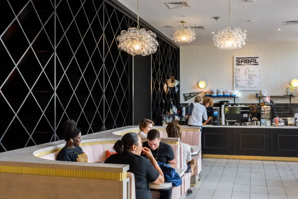 Guests gathered in the coffee lounge