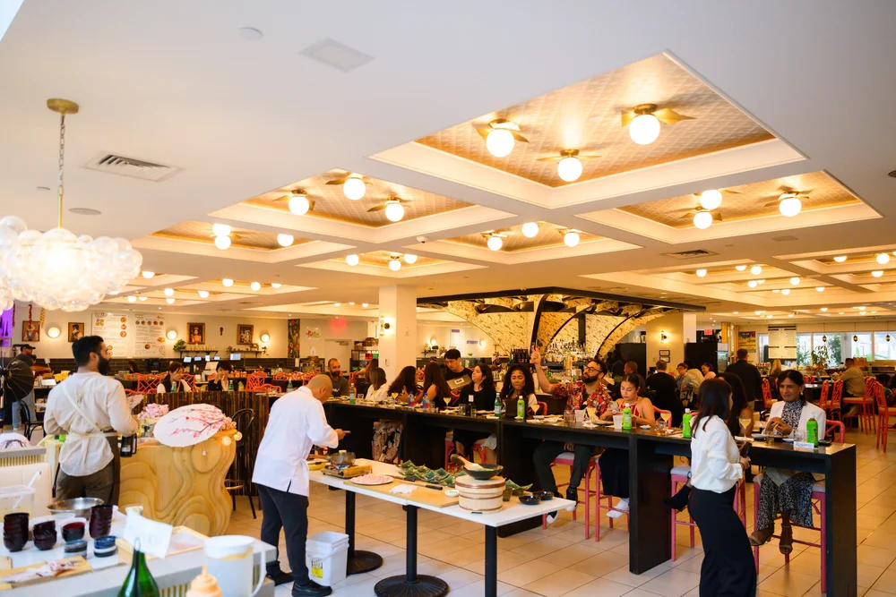 Mia Market food court set up for a celebration